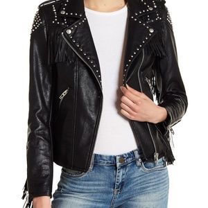 Fringe  Faux Leather Jacket